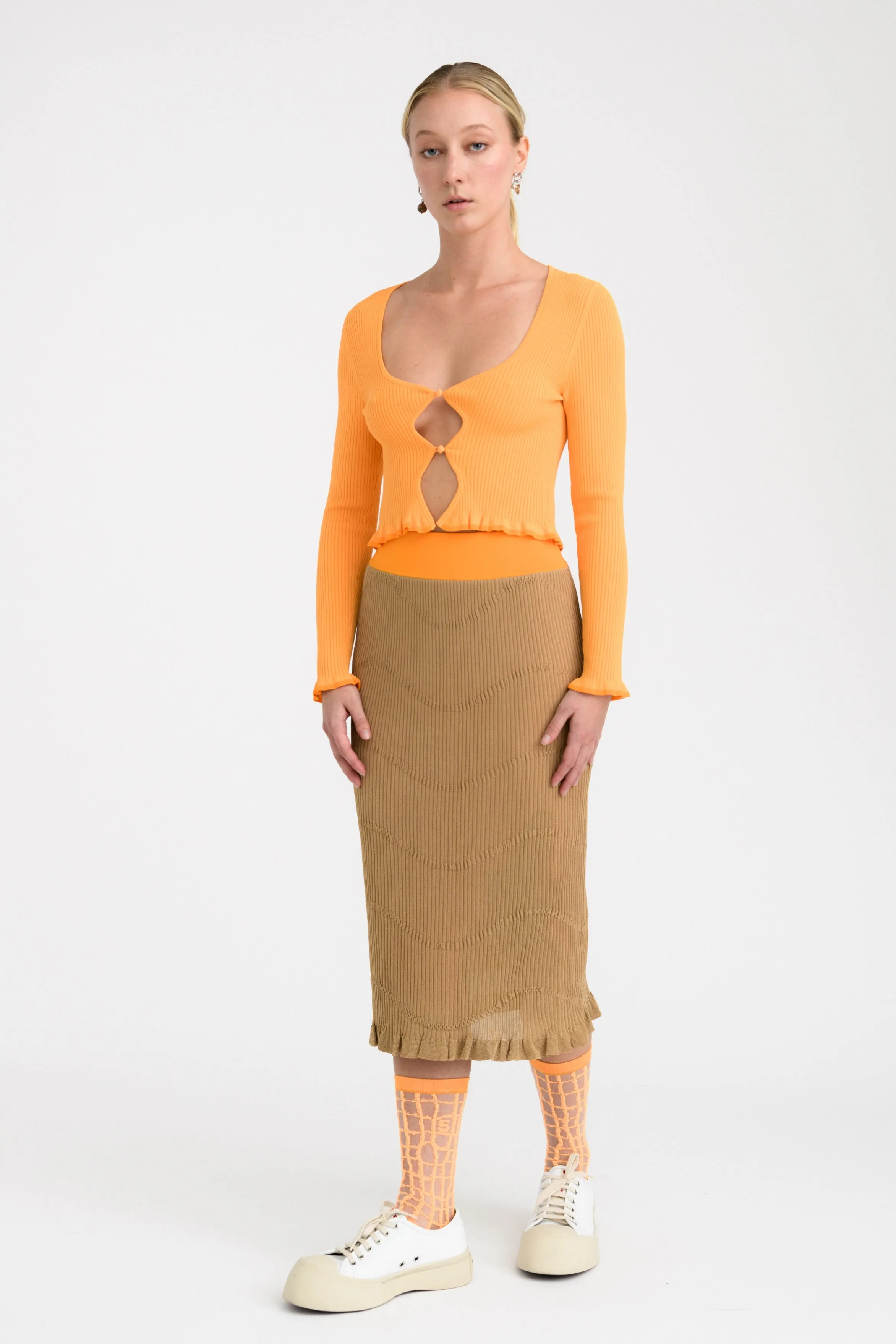 REEF CROPPED CARDIGAN Flatlock Seam Construction Moisture Management Fabric