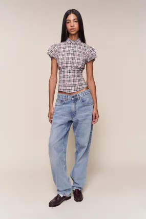Liana Plaid Top Elastic Edge Binding