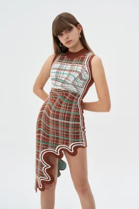 MIA SIGNATURE WAVY PLAID DRESS IN ECO YARN Flowy Layers Gradient Shade
