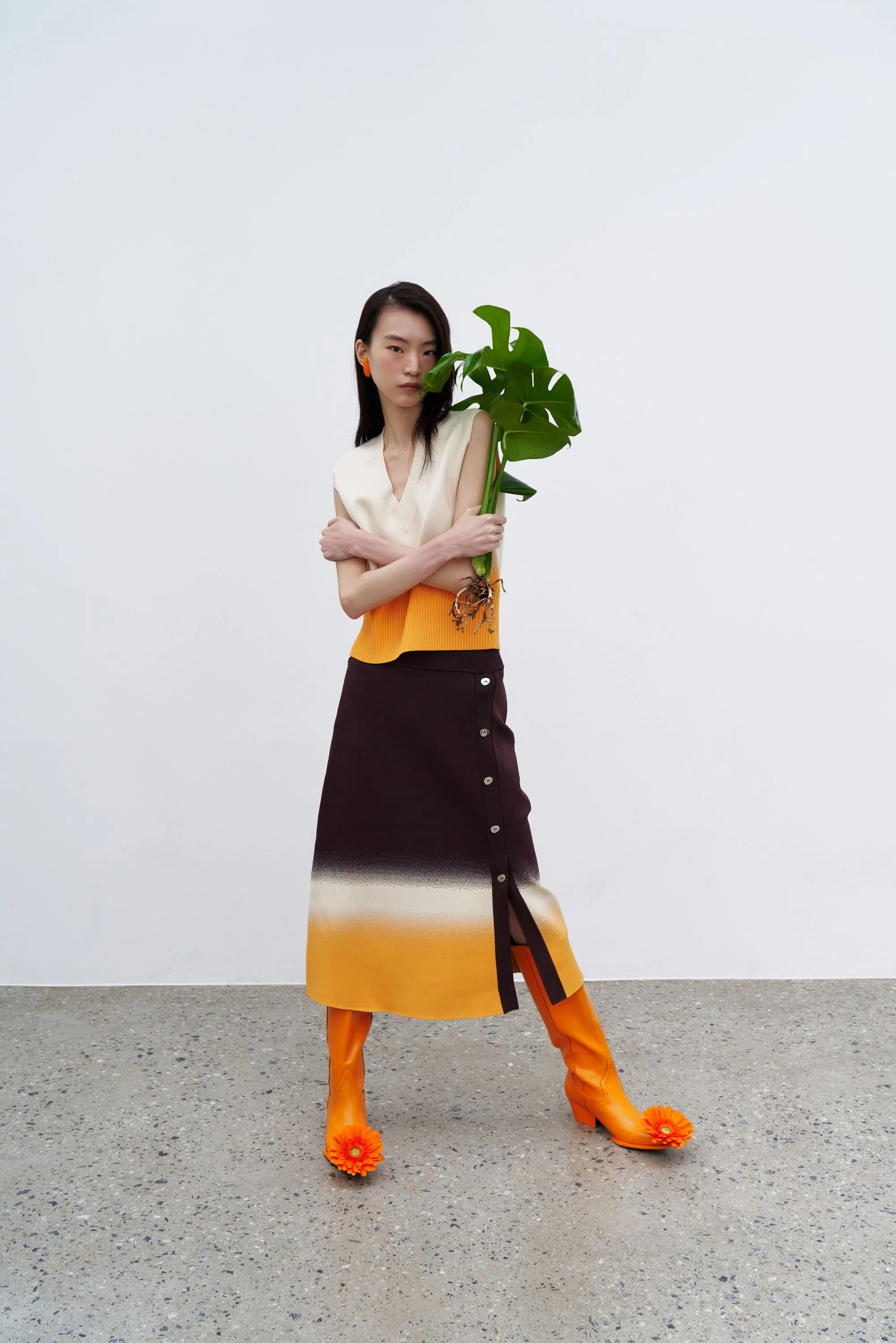 Versatile Wearable KAFKA GRADIENT PRINT A-LINE MIDI SKIRT