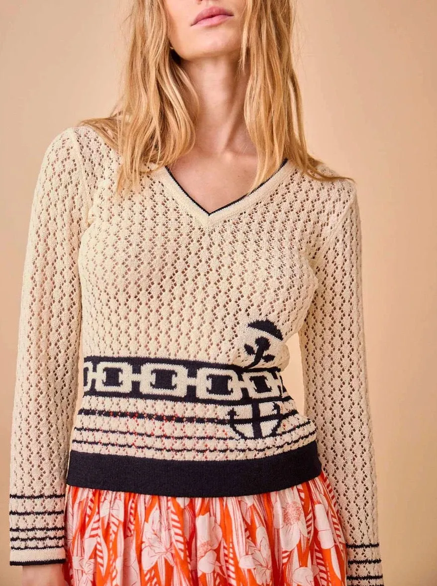 Hunter Bell Skylar Sweater Anchor Machine Washable Design Reinforced Cuffs