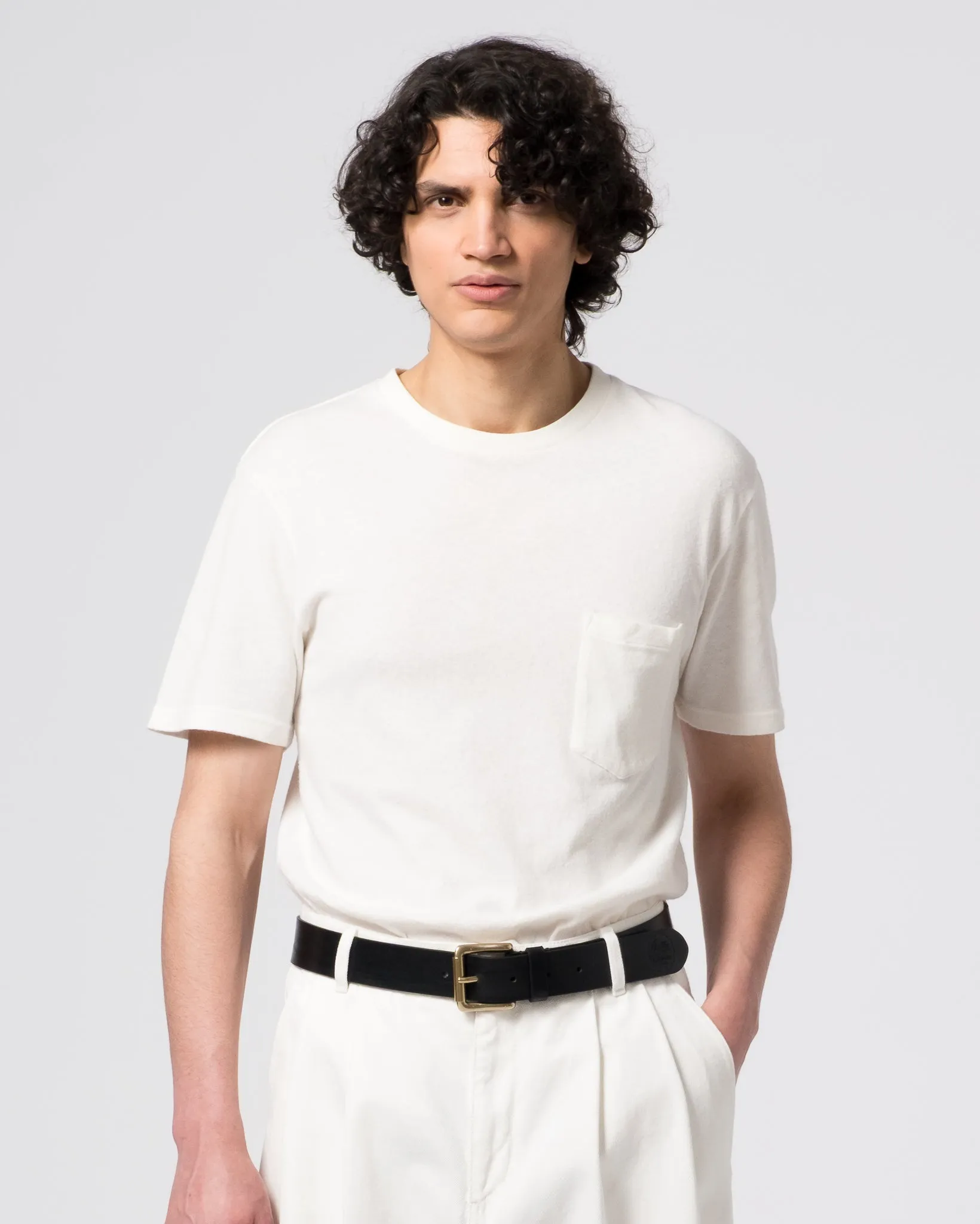 Versatile Wardrobe Piece Modern and Soft Basic Pocket T Cotton Hemp White