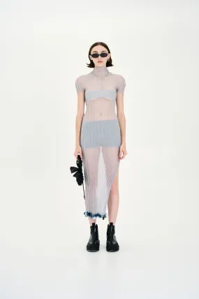 ERICA ORGANZA PLEATED SHEER DRESS Bright Colors Built-In-Slip