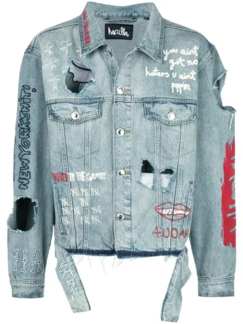 RESPONSIBLE FOR NOTHING DENIM JACKET Trendy Feel Outdoor Activity