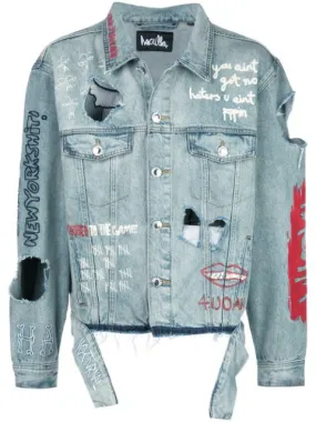 RESPONSIBLE FOR NOTHING DENIM JACKET Trendy Feel Outdoor Activity