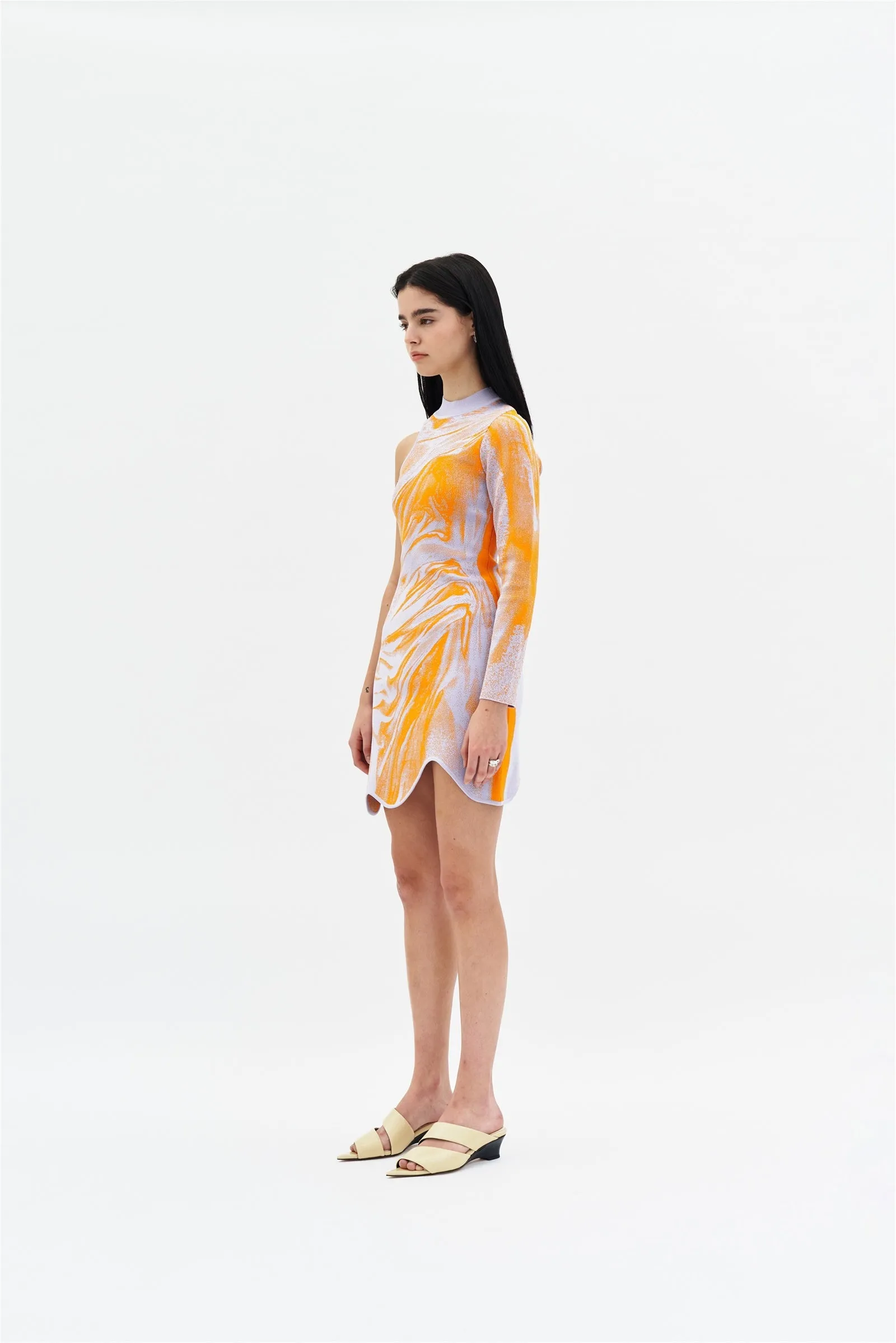 REX ONE SLEEVE WAVY DRESS Flattering Fit Wear