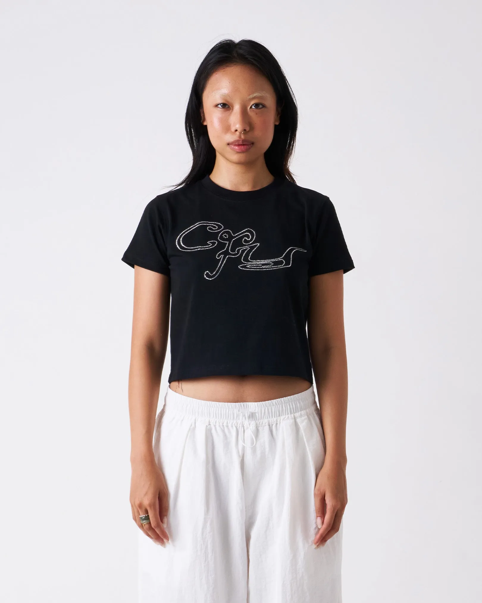 Rhinestone Baby Tee Essential Wear Retro