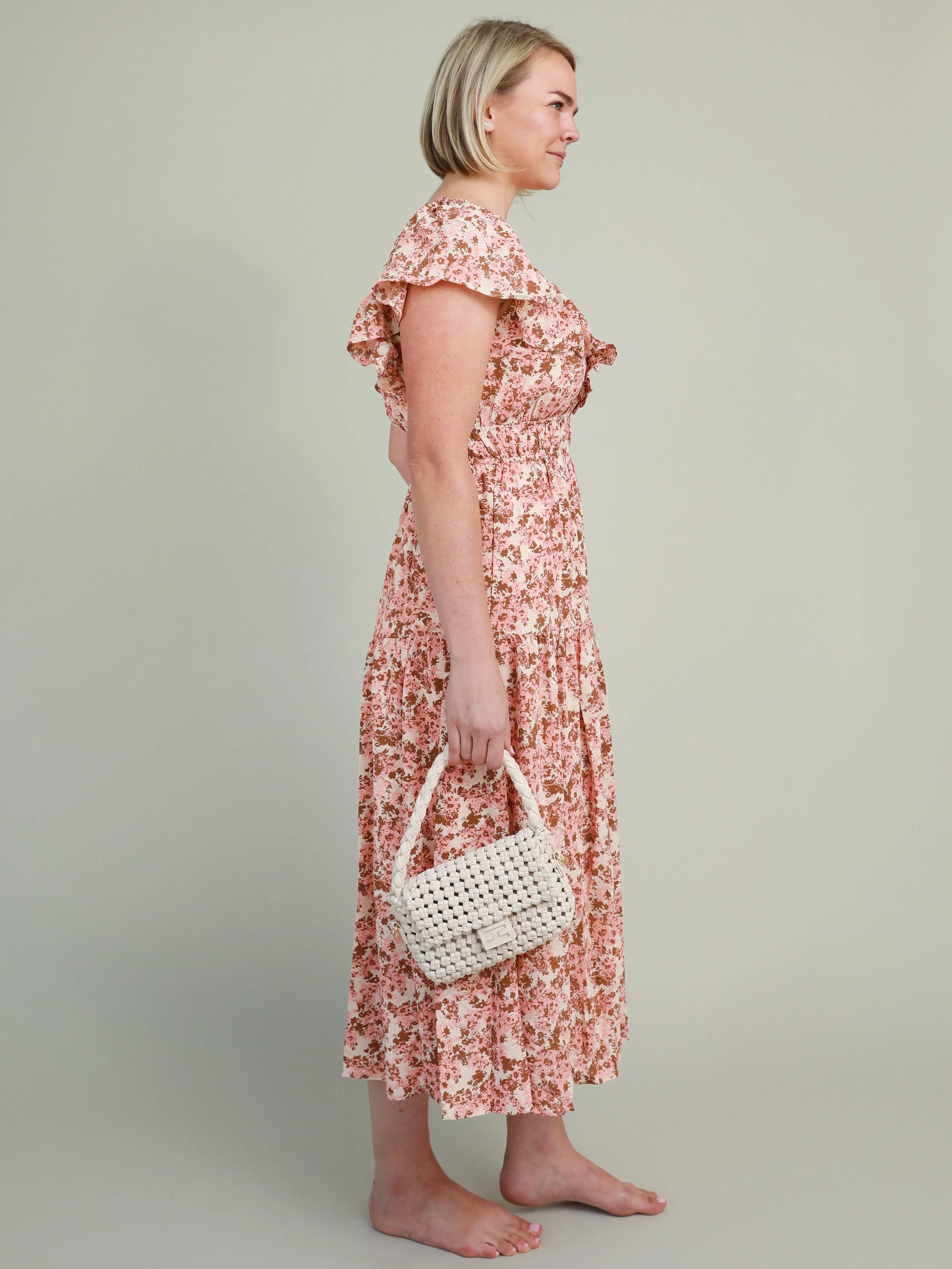 Watercolor Midi Dress Subtle-Print