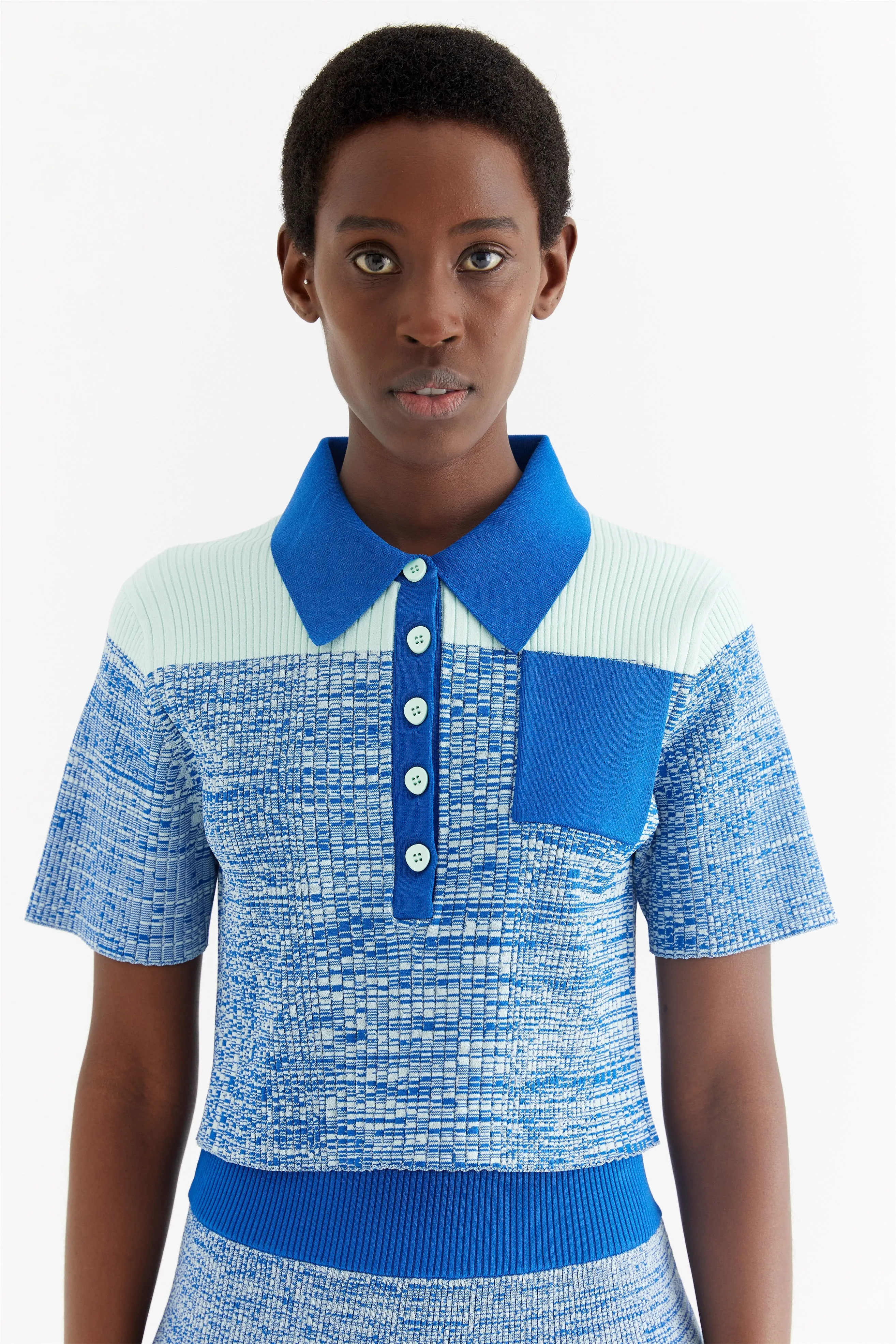 Bound Edges Soft Wool RONIN CROPPED POLO SHIRT