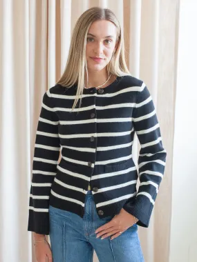 Essential Layering Rosalyn Stripe Cardigan- Black