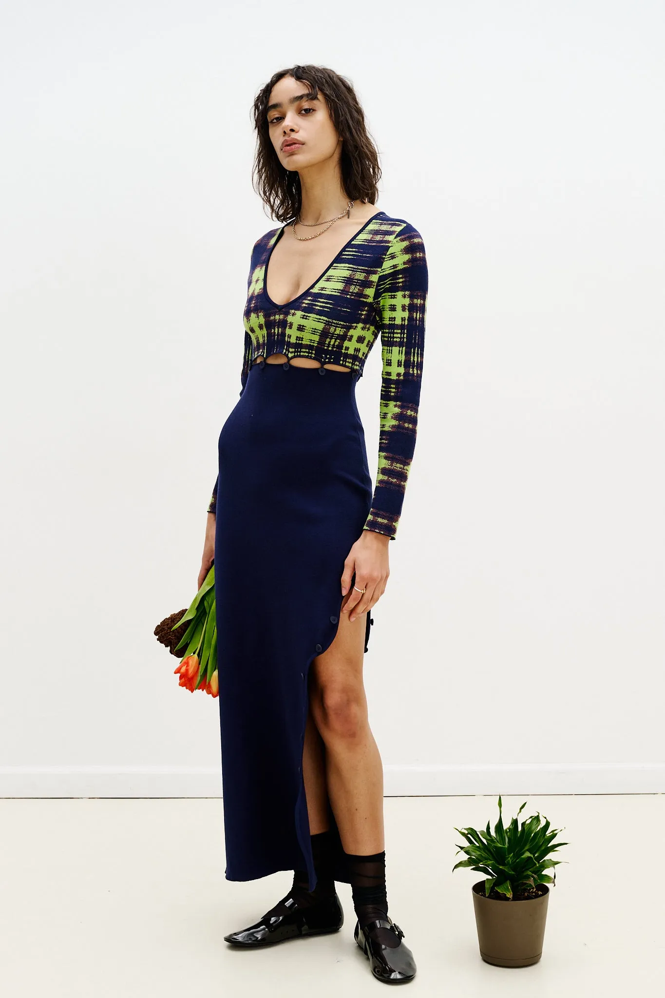 ROSIE COLORBLOCK V-NECK LONG DRESS All Timewear