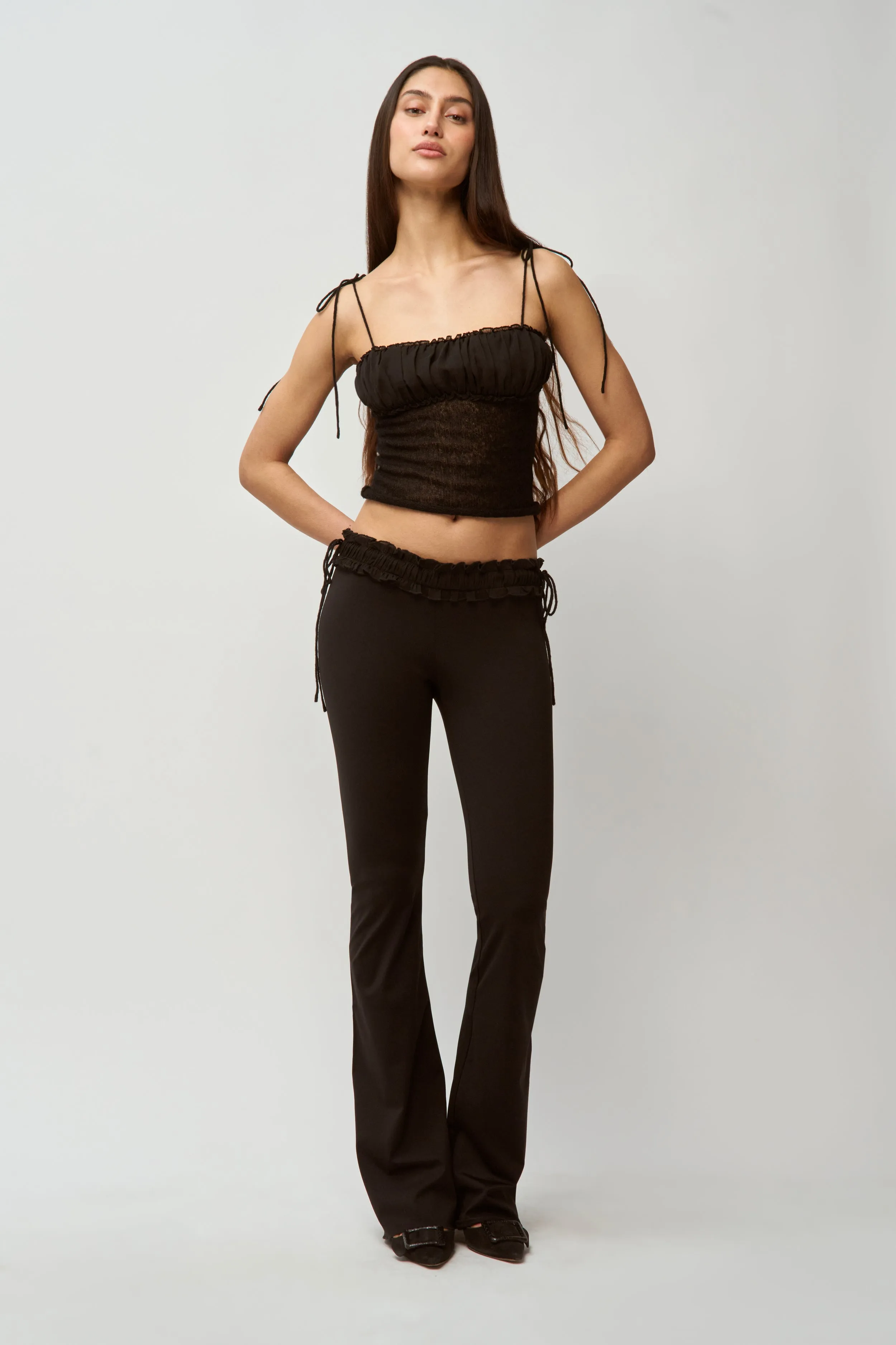 Ruched Chiffon Knit Tank Comfy Layer Fit