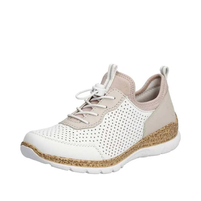 Womens Rieker Nikita 86 in Weiss/Perle/Rose Silver Weightless Feel