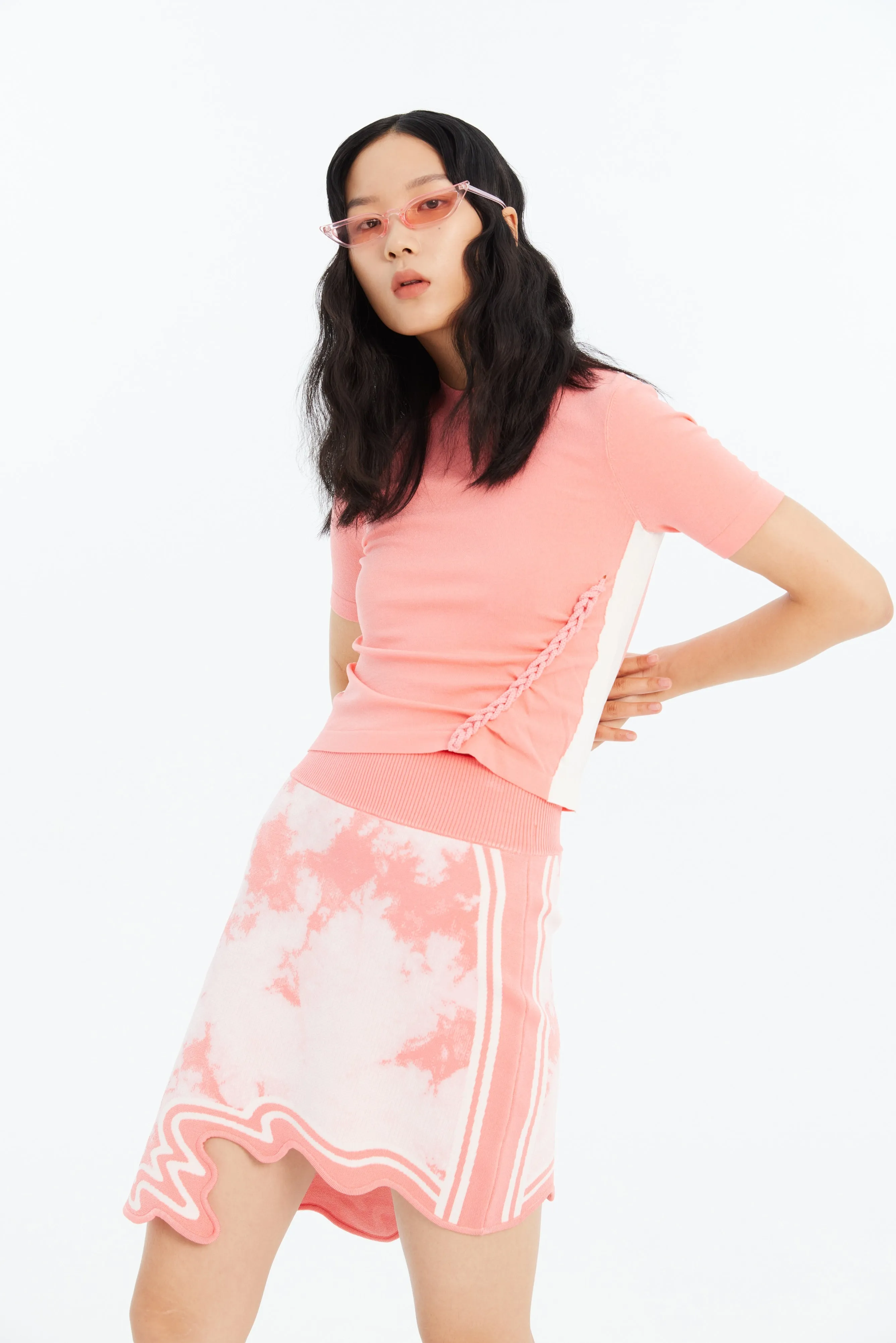 SALEM ECO "TIE DYE" WAVY MINI SKIRT AntiPillingFabric Basic Stretch