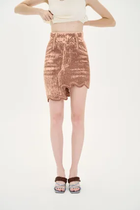 Chilly Comfort LINDSAY FAKE DENIM WAVY MINI SKIRT