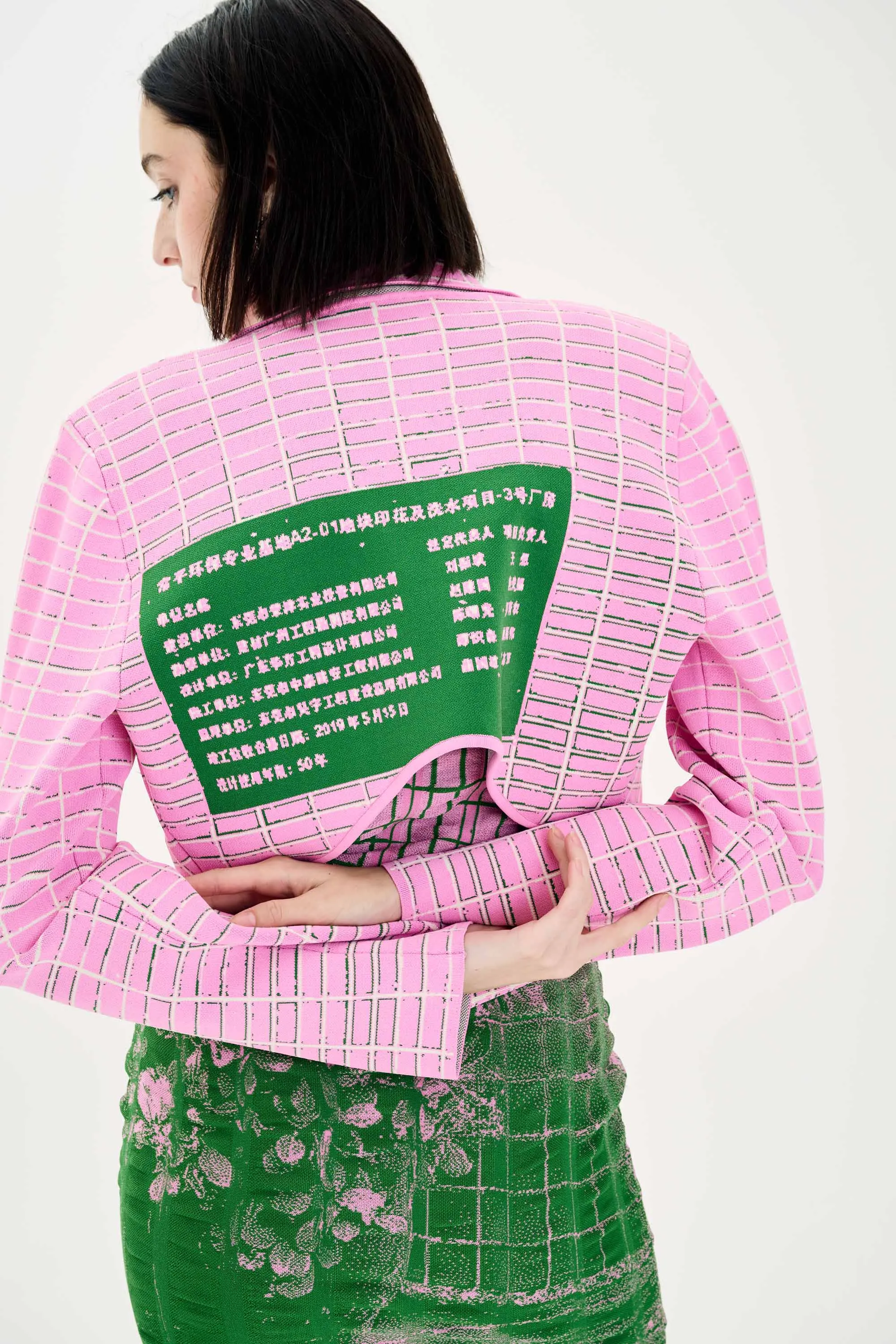 Softshell Technology Layered Look ORCHID PLAID PRINT CROPPED JACKET