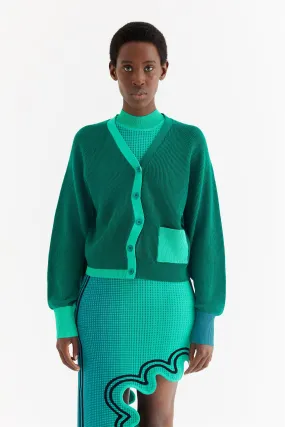 One Color Smooth Zipper Action SEDNA MERINO WOOL WAVY CARDIGAN