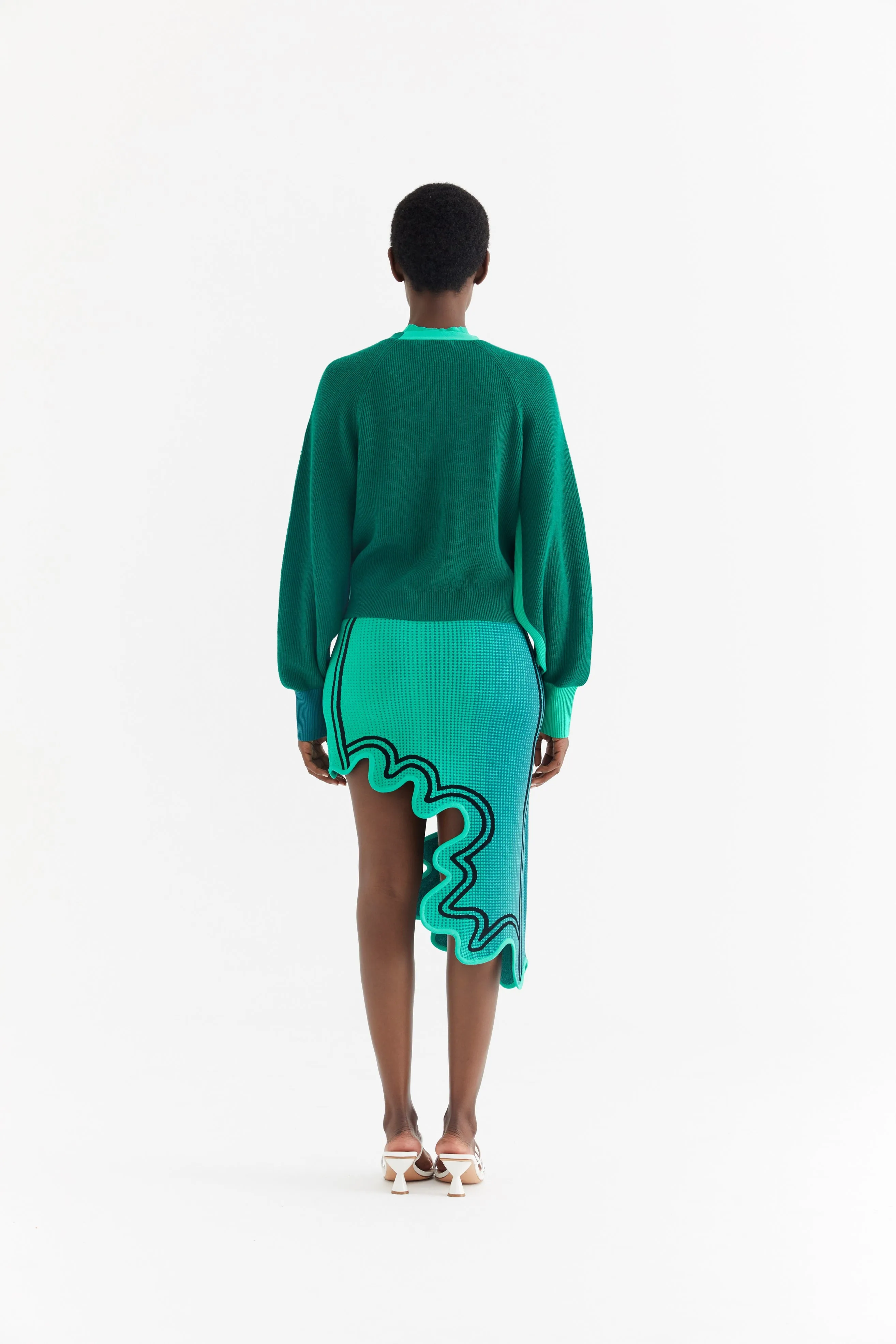 Stowable Hood Moisture Wicking Layer SEDNA MERINO WOOL WAVY CARDIGAN