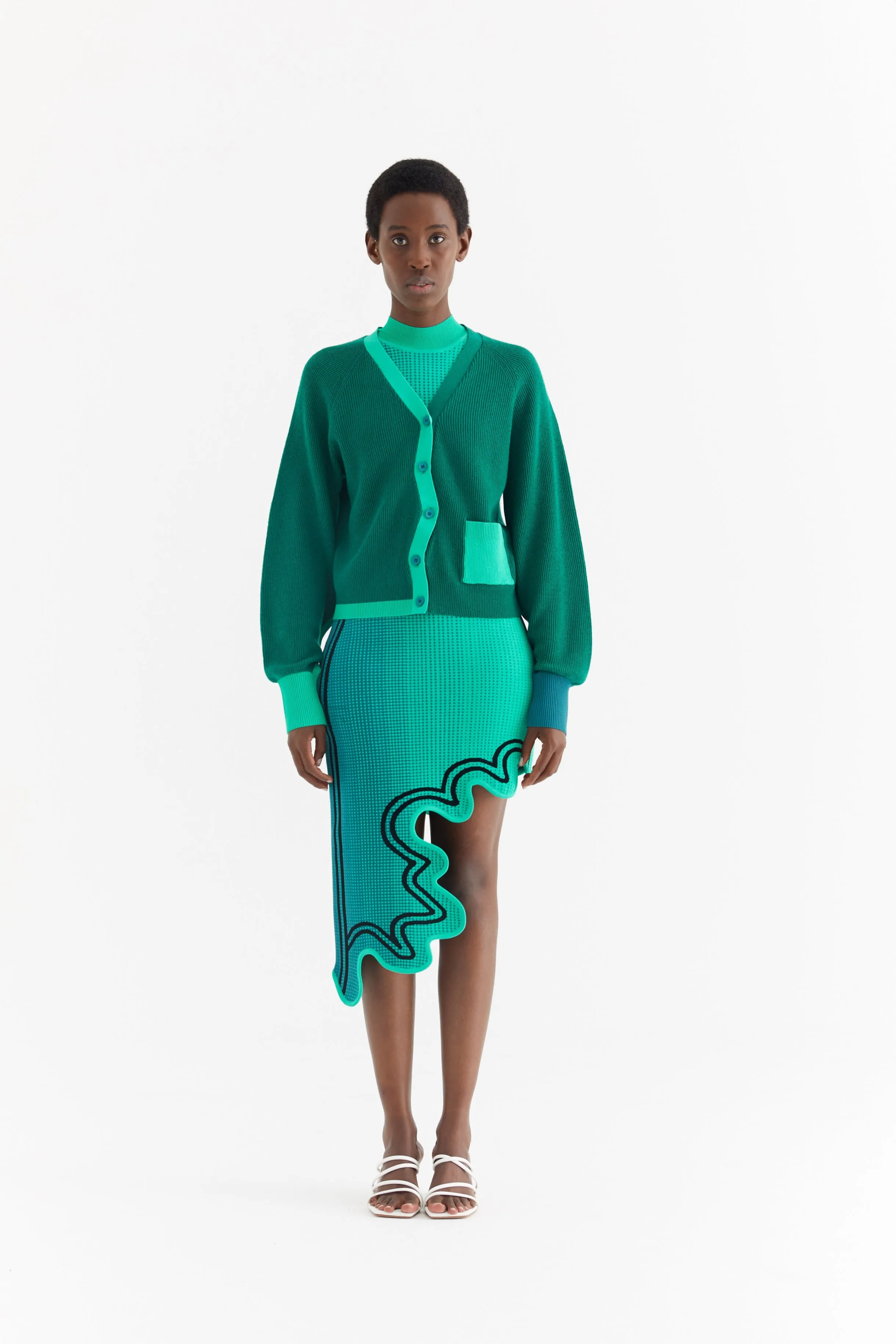 ReinforcedElbows Eco Conscious Dye Process SEDNA MERINO WOOL WAVY CARDIGAN