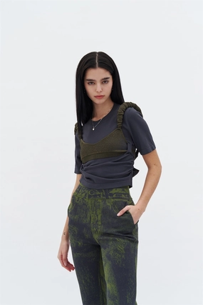 QuickReleaseFastenings Wrinkle Free Weave COCO 3D BUBBLE SHORT SLEEVE TOP