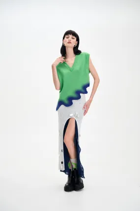 CATALINA OVERSIZED WAVY VEST Architectural Tailoring Denim Shirt