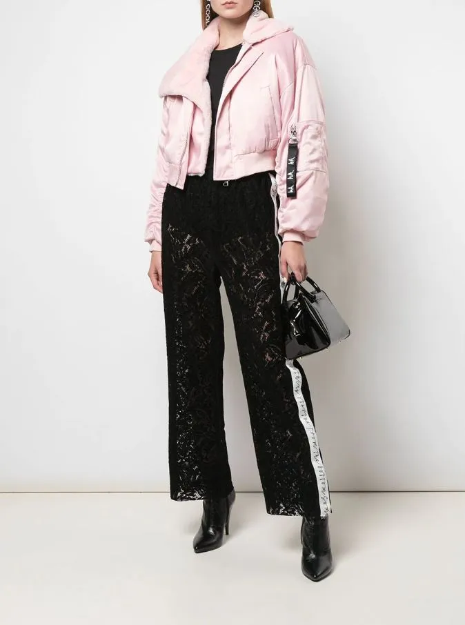 WaterResistantFabric Weatherproof Technology SIGNATURE EYES CROPPED BOMBER PINK