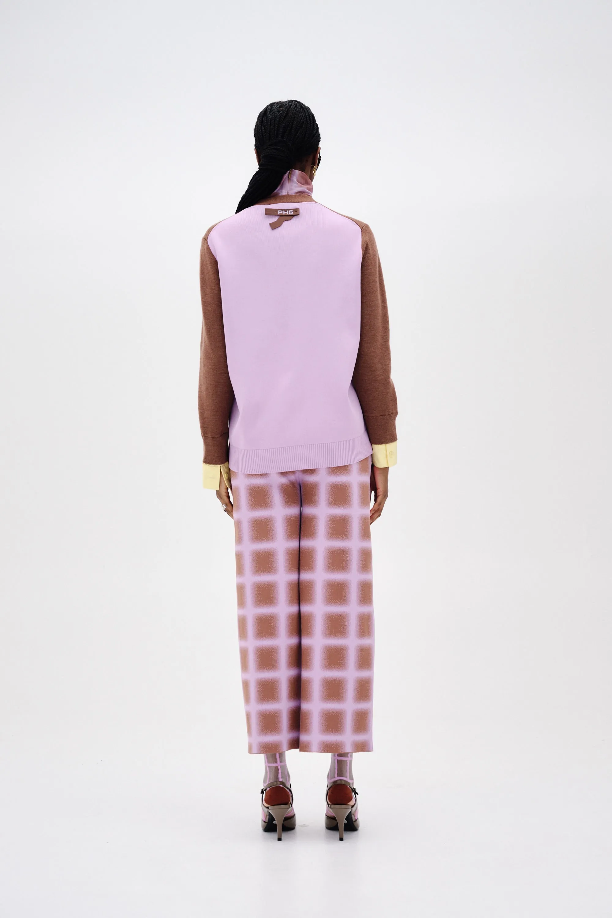 Textured Weave FlexibleNeckline LILO COLOR BLOCKED MERINO WOOL CARDIGAN