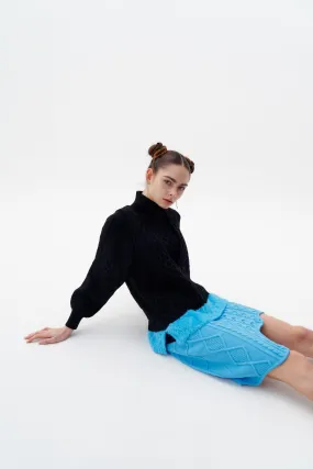 StaticDissipative DIA MIXED CABLE KNIT WAVY MINI SKIRT