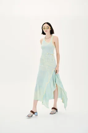Perfect Cut PEONY FAKE DENIM SHEER MAXI TANK DRESS