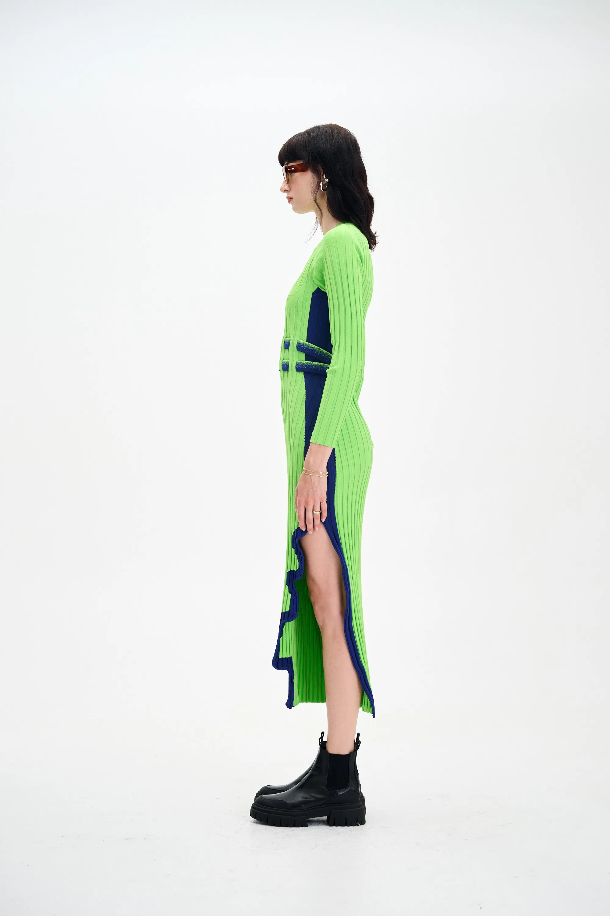 ASTER LONG SLEEVE PLEATED DRESS Calm Silhouette