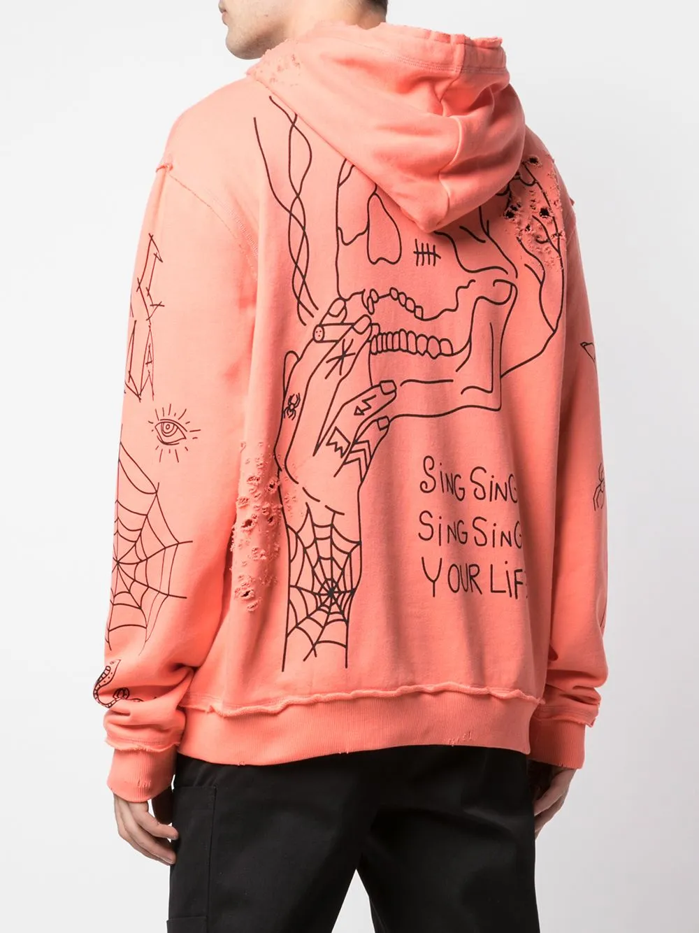 country style Relaxed Movement SING STANDARD SHOULDER HOODIE CORAL