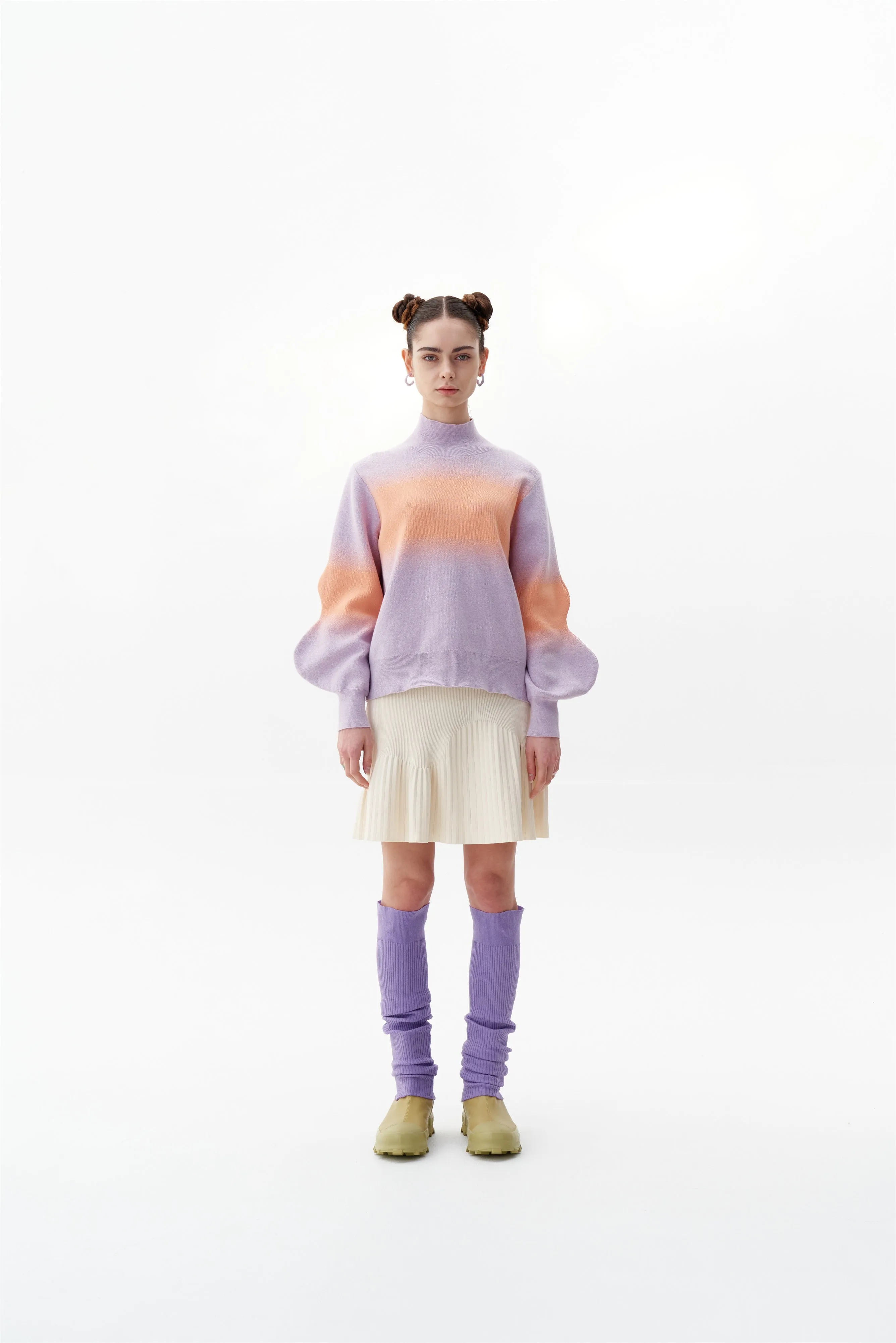 Reinforced Buttonholes Wind Resistant Fabric SINOPE "SPRAY PAINTED" MOCKNECK WITH WAVY SLEEVES