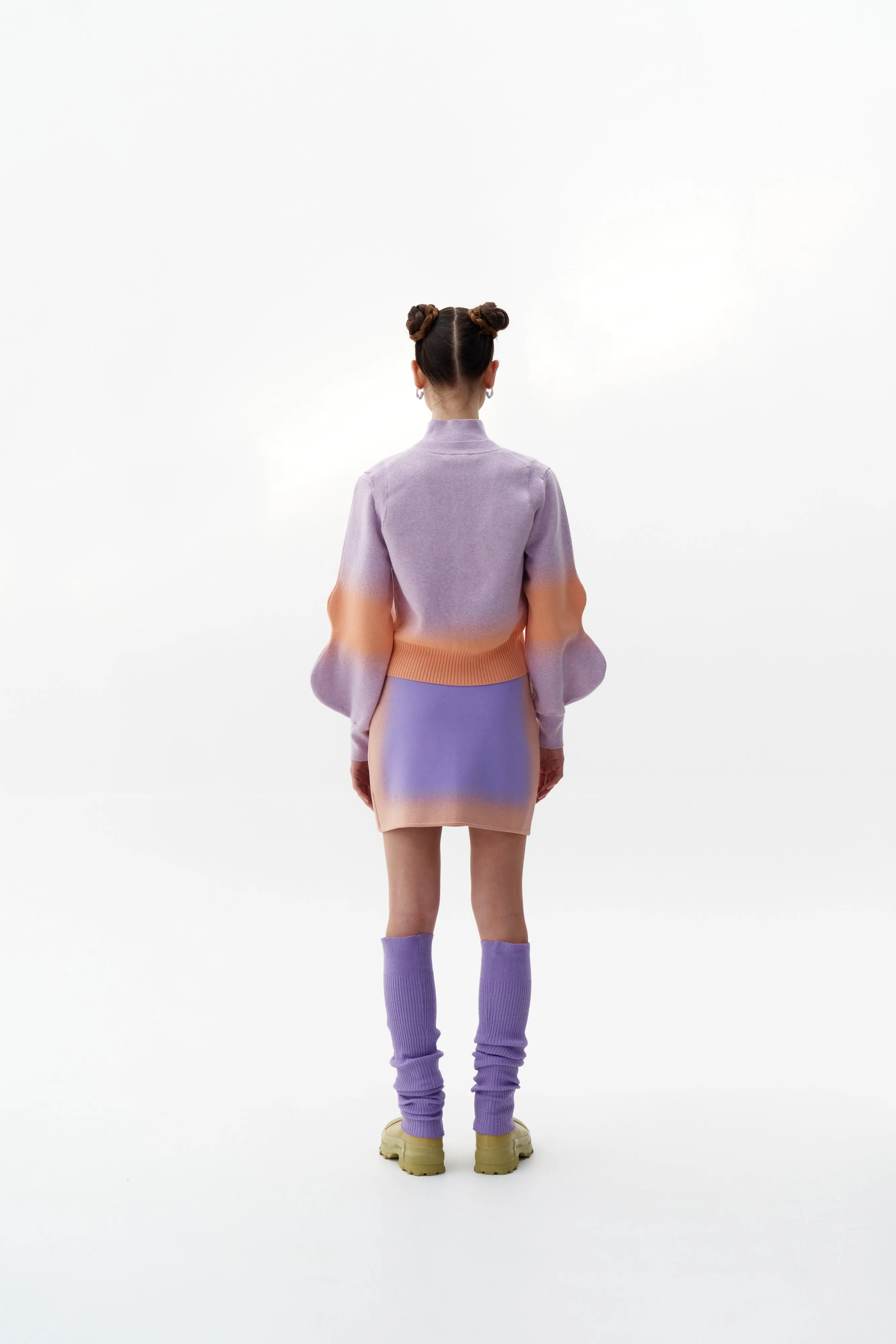 Snag Proof Weave SINOPE "SPRAY PAINTED" MOCKNECK WITH WAVY SLEEVES