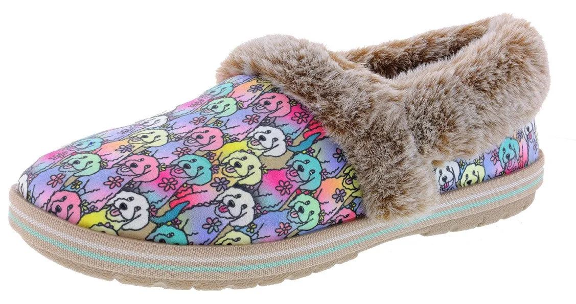 Skechers Bob's Women's Too Cozy Winter Howl Memory Foam Slippers Busy Walk Light Step