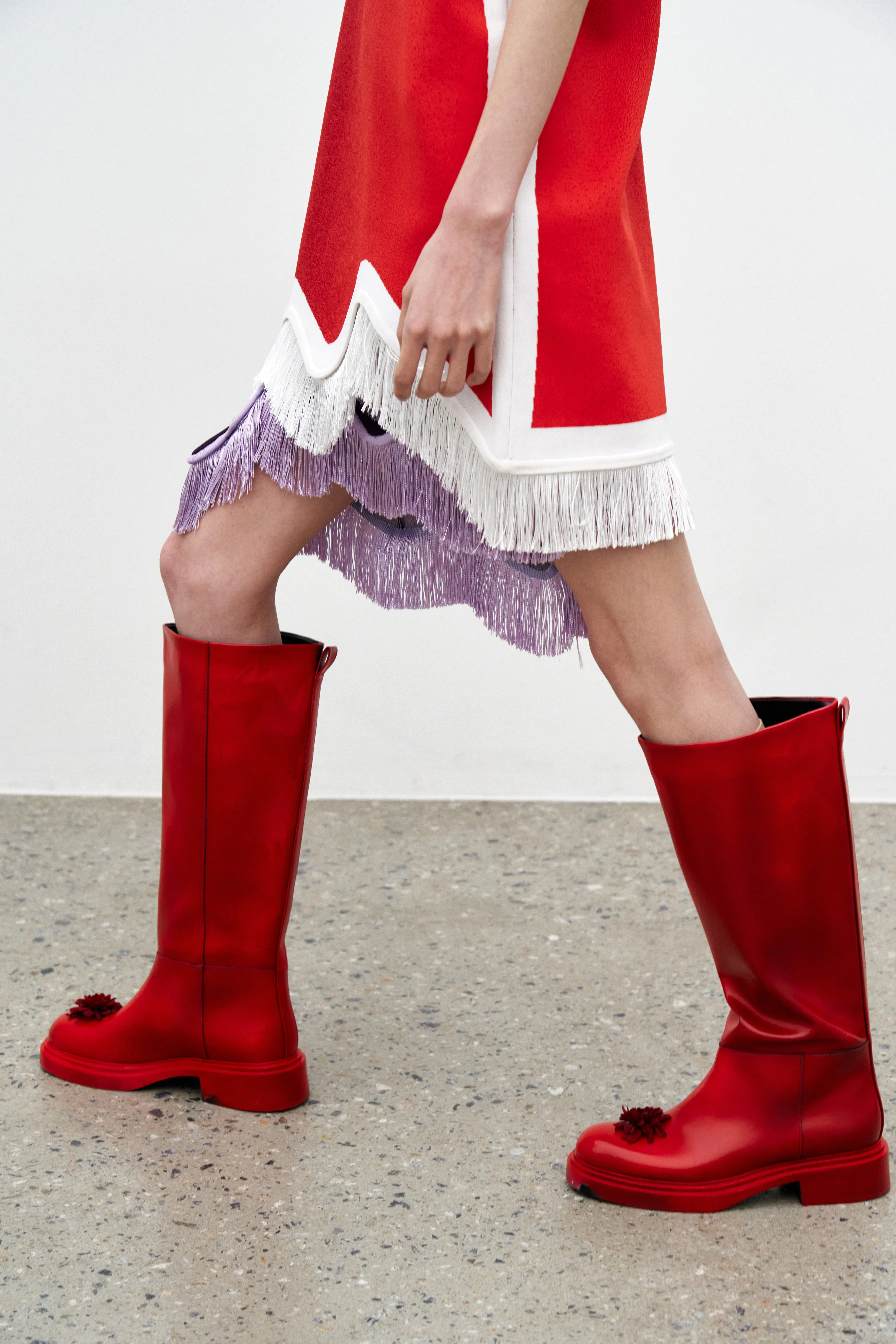 Sophisticated Tailoring Linen Soft DAISY GRADIENT PRINT A-LINE DRESS WITH FRINGE