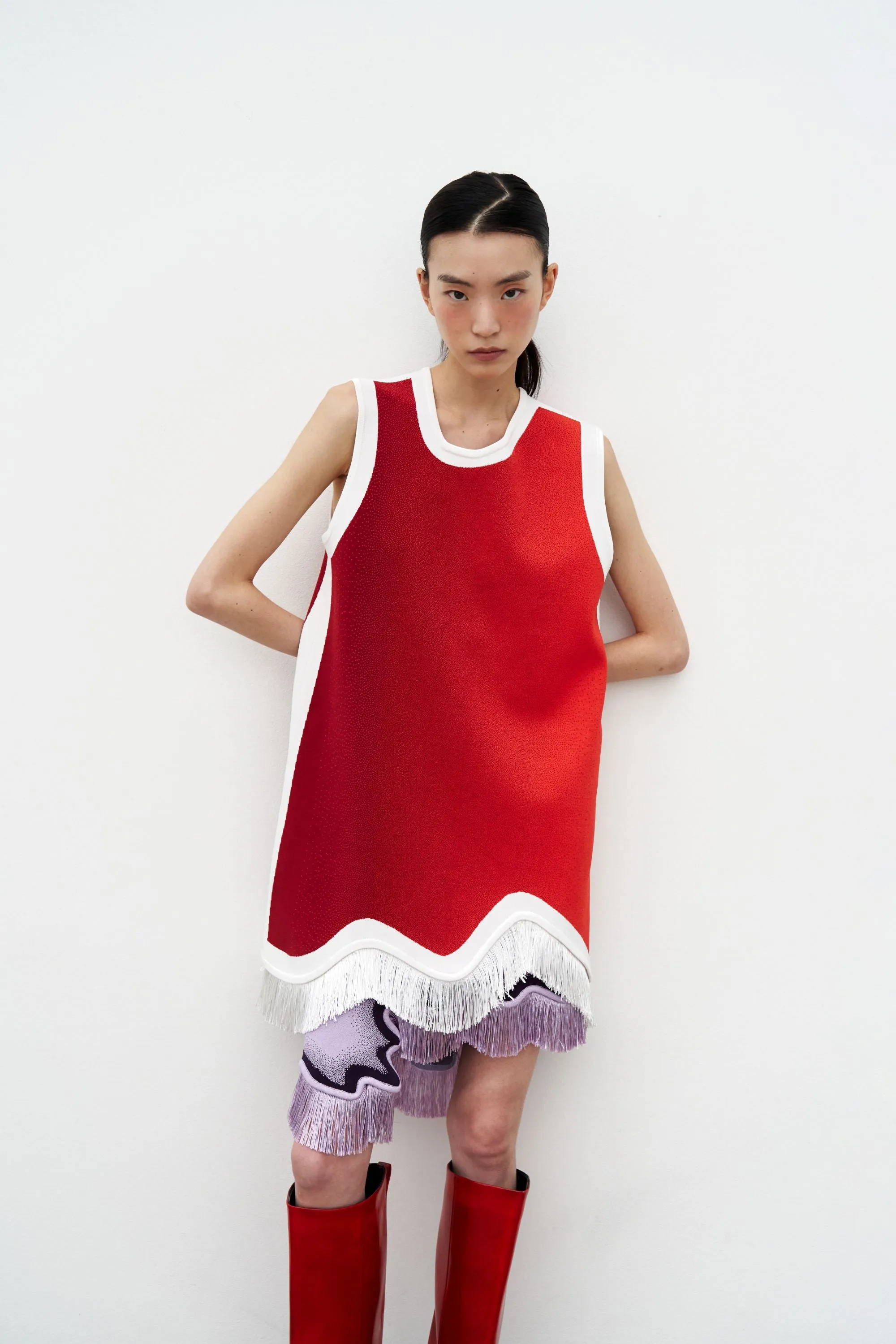 DAISY GRADIENT PRINT A-LINE DRESS WITH FRINGE Chic Direction