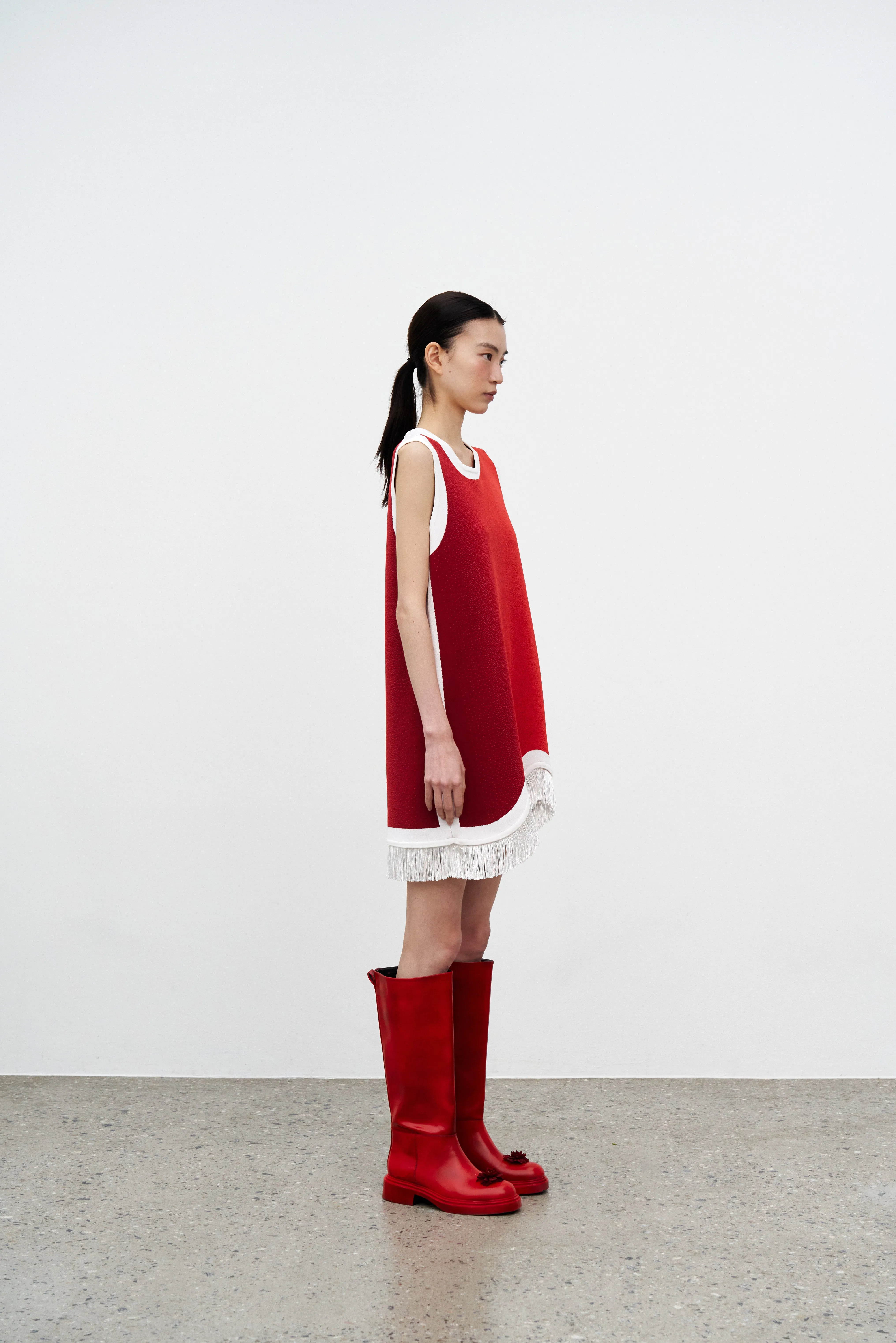 Versatile Edge Wrap Charm DAISY GRADIENT PRINT A-LINE DRESS WITH FRINGE