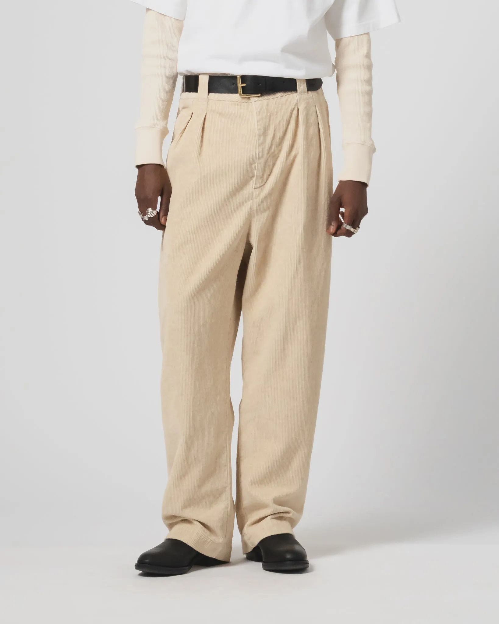 Chilly Day Layers Comfortable Waistband Officer Chino Natural Cord Wheat