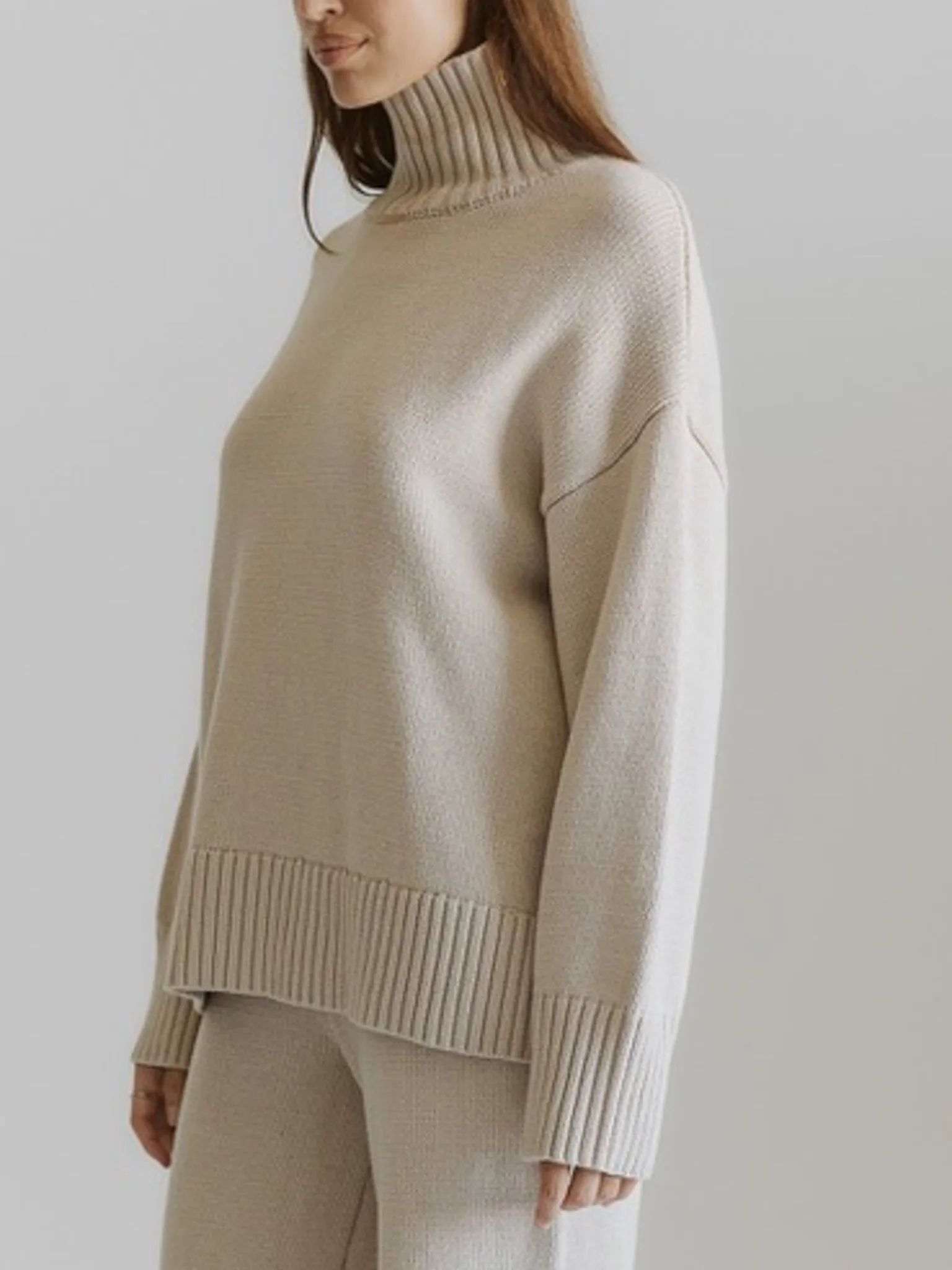 Jamie Turtleneck Sweater Lightweight Cable Pattern