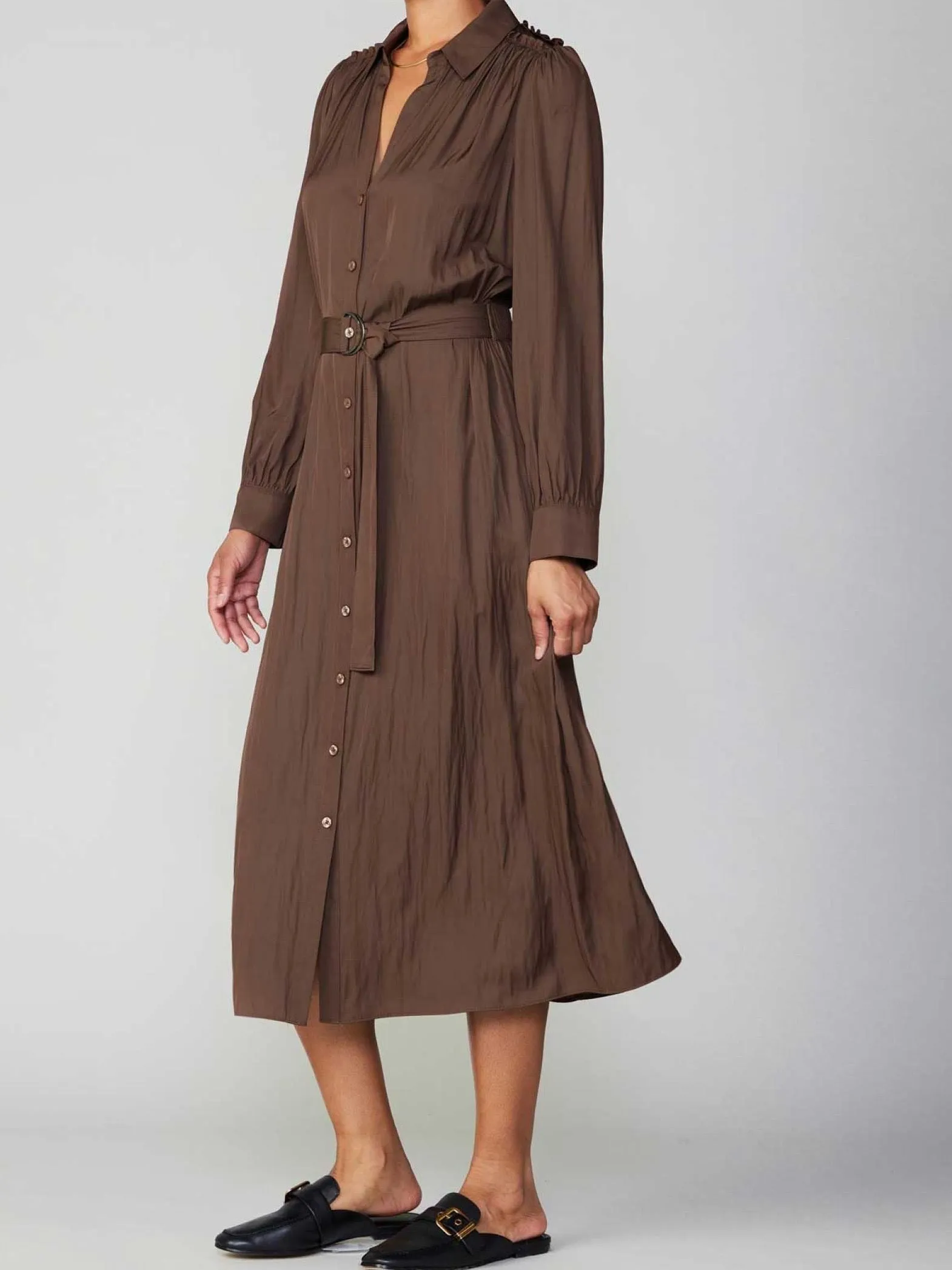 Feminine Cut Leah Chocolate Dress