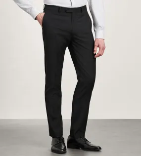 Base Layer Flexible Gusset Slim Fit Black Neat Suit Pants