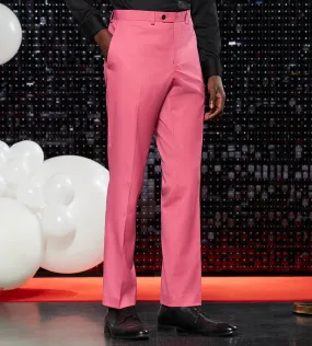 Slim Fit Bright Pink Solid Suit Pants Quick Comfort Design