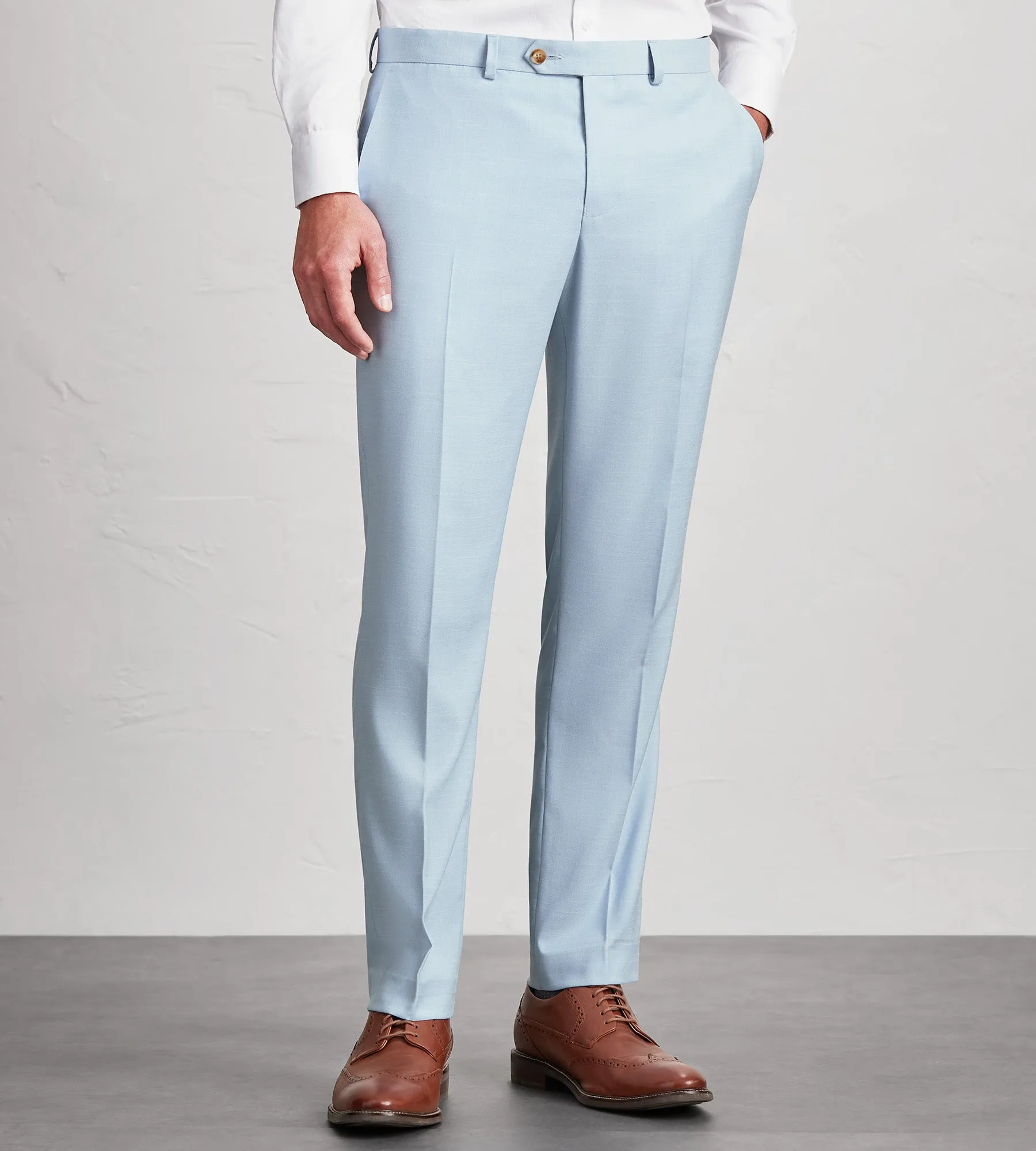 Versatile Fashion Slim Fit Light Blue Solid Suit Pants