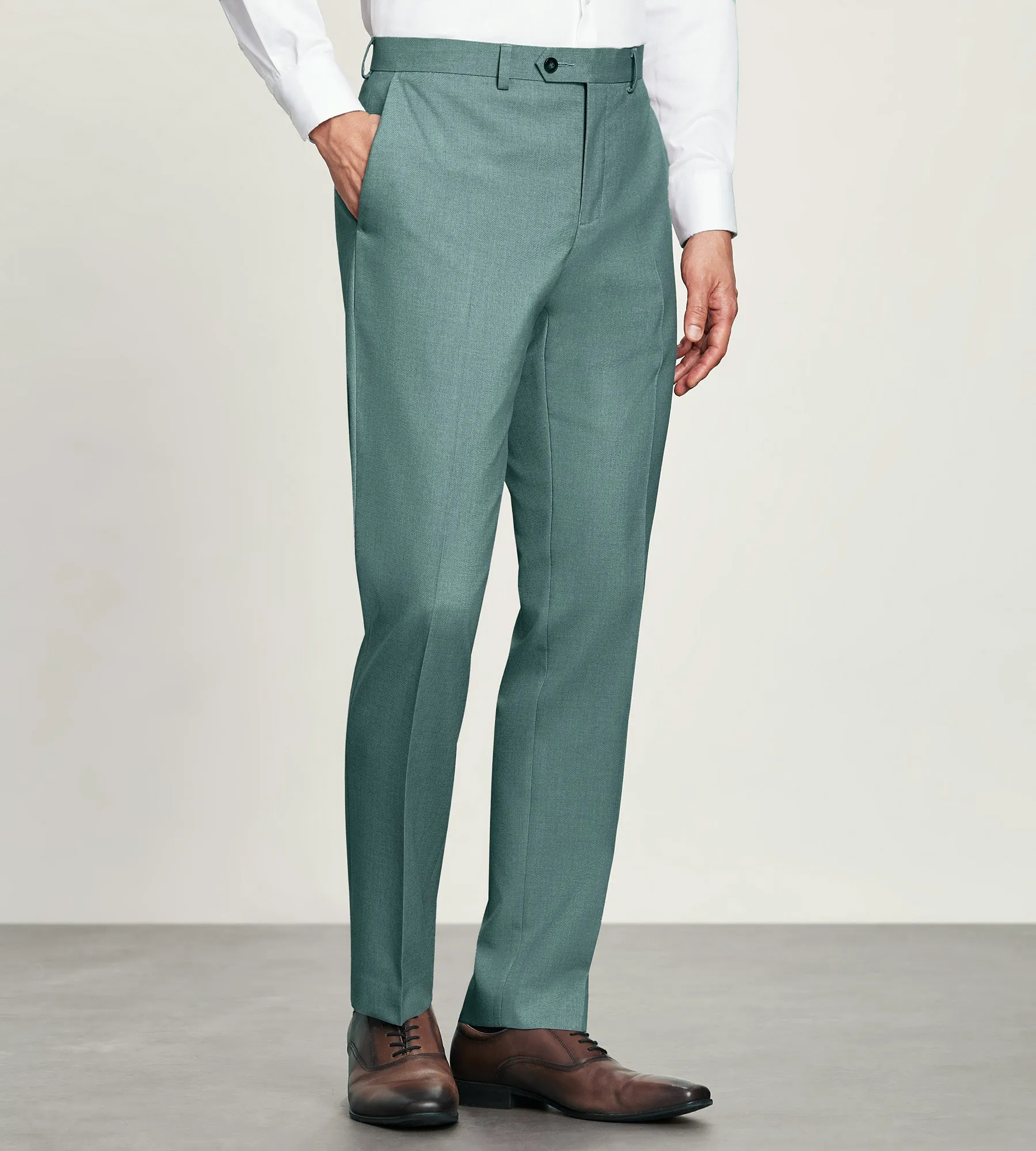 Slim Fit Teal Solid Suit Pants MoistureWicking