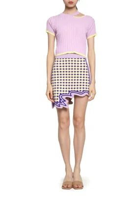 Nova Wavy Border Mini Skirt Recycled Polyester Blend