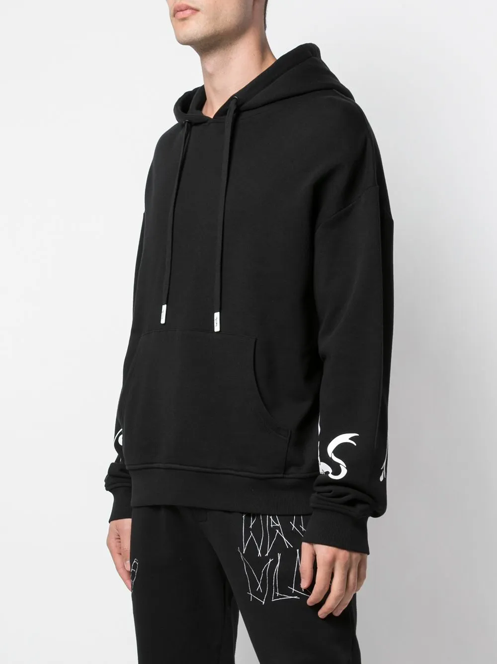 V-Neck SNAKE DROP SHOULDER HOODIE BLACK