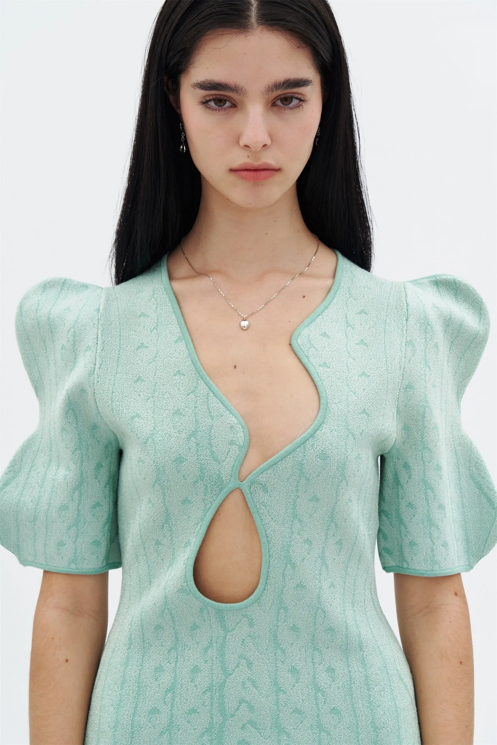 Fitted Shape Crisp Silhouette ARIEL JACQUARD WAVY MINI DRESS