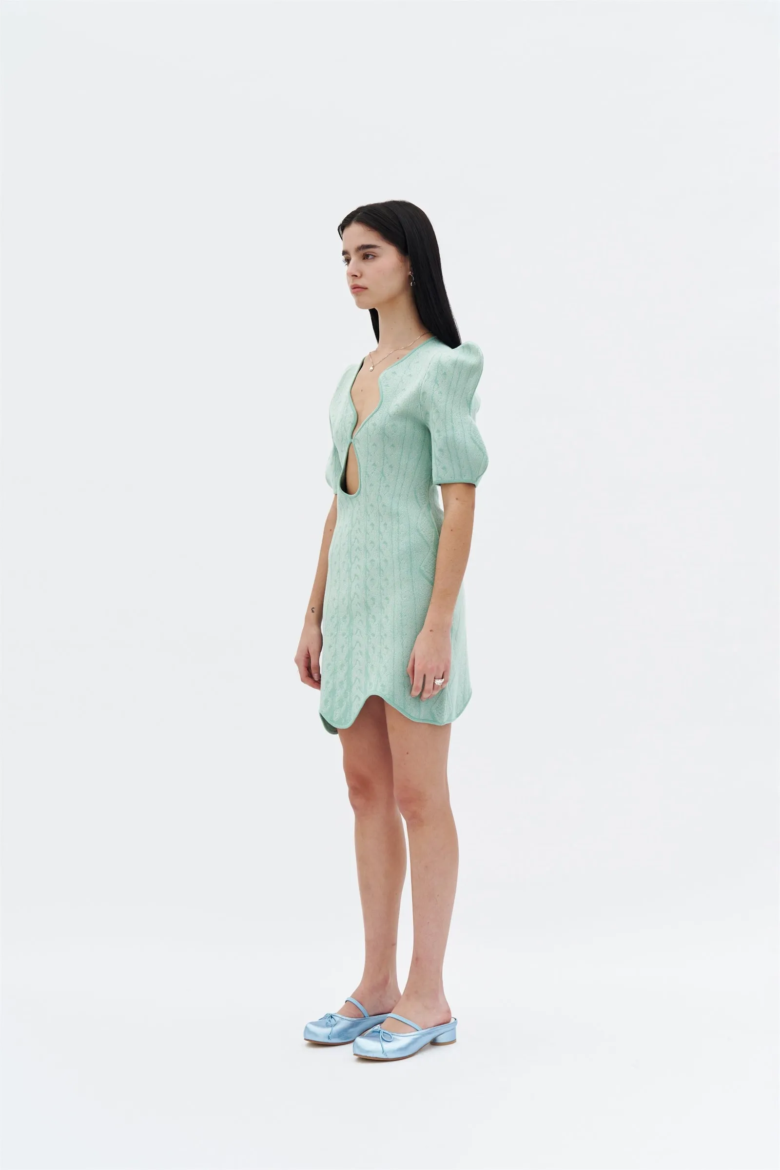 skin friendly ARIEL JACQUARD WAVY MINI DRESS