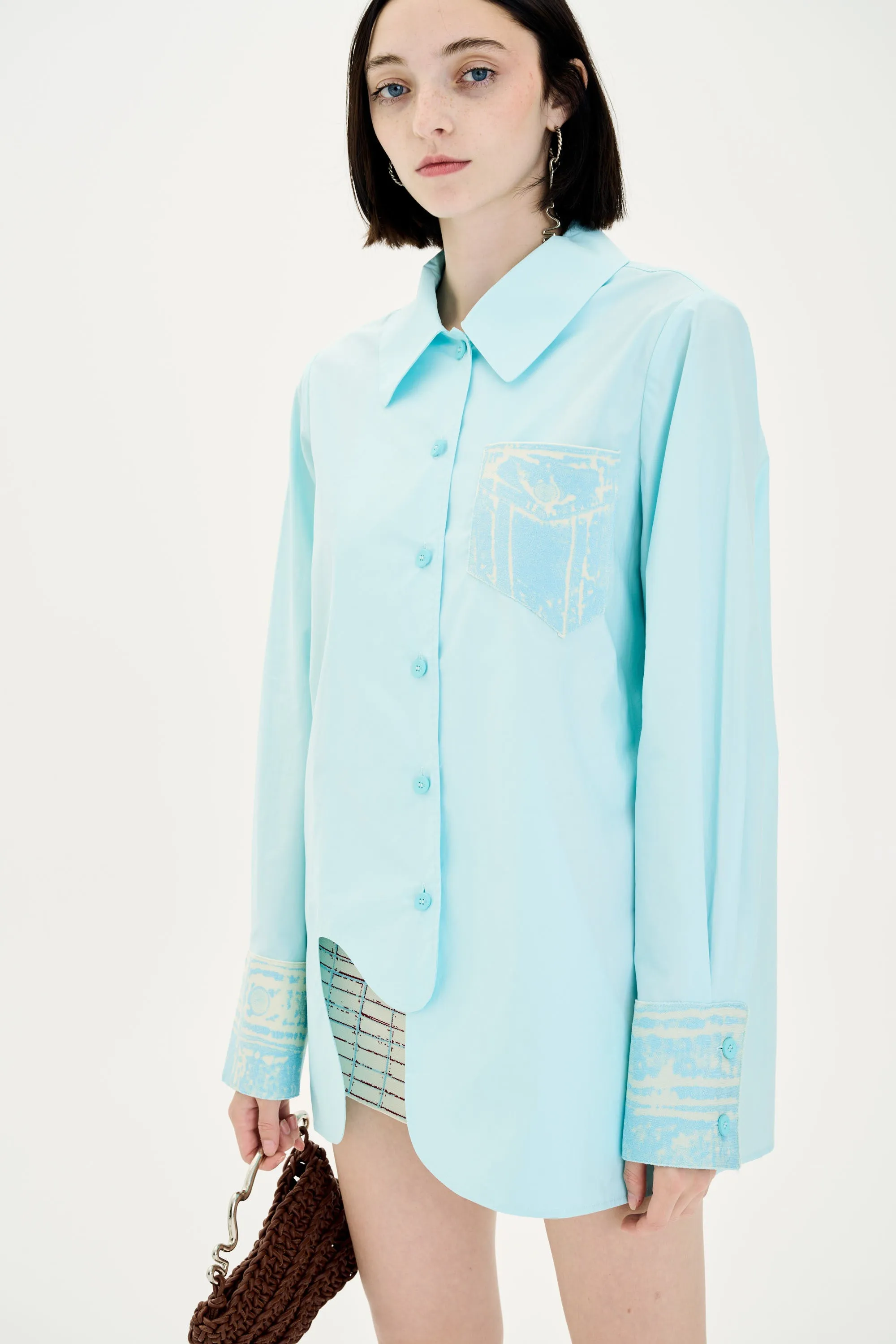 PROTEA MIXED MEDIA OVERSIZED SHIRT Trendy Cardigan