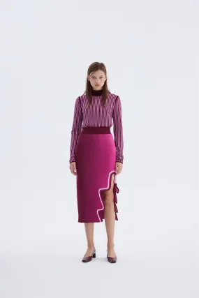 HARLOW STRIPED MOCKNECK PULLOVER Layered Placket Design